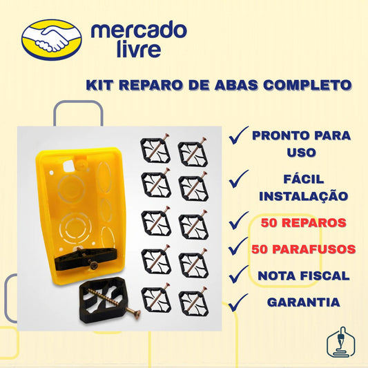 Kit 50 Reparo De Abas Salva Caixinha 4x2 Em Abs + Parafusos