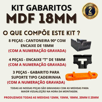 Kit Gabaritos Mdf 18mm Montagem De Móveis Nichos Gavetas Mdf