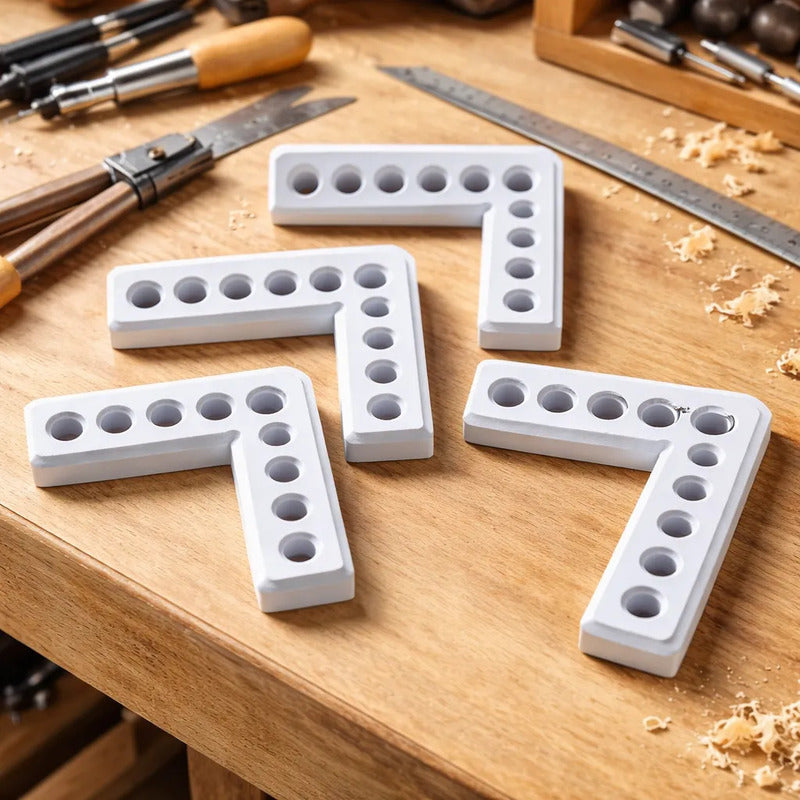 Kit 4 Esquadros 90o Marcenaria, Gavetas, Nichos 100x100mm Branco