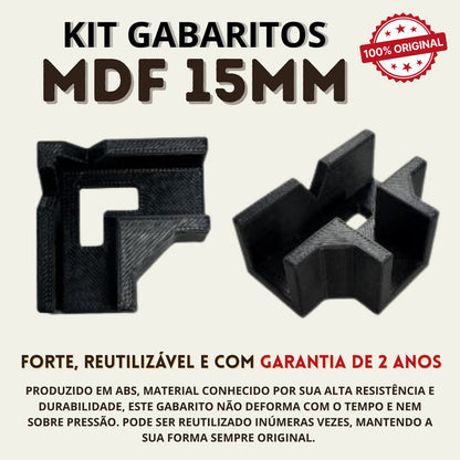 Kit 12 Gabaritos 15mm Montagem De Móveis Nichos Gavetas Mdf Preto