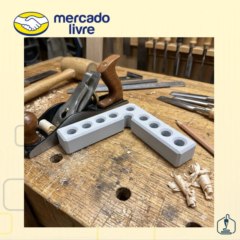 Kit 4 Esquadros 90o Marcenaria, Gavetas, Nichos 100x100mm Branco