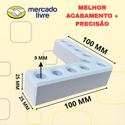 Kit 4 Esquadros 90o Marcenaria, Gavetas, Nichos 100x100mm Branco