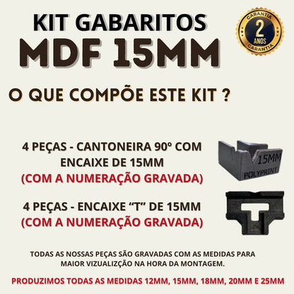 Kit 8 Gabaritos 15mm Montagem De Móveis Nichos Gavetas Mdf 0