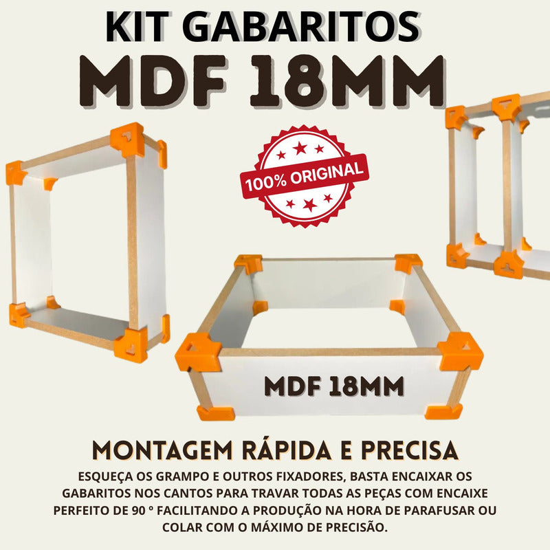 Kit 12 Gabaritos 18mm Montagem De Móveis Nichos Gavetas Mdf Preto
