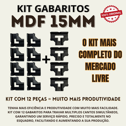 Kit 12 Gabaritos 15mm Montagem De Móveis Nichos Gavetas Mdf Preto