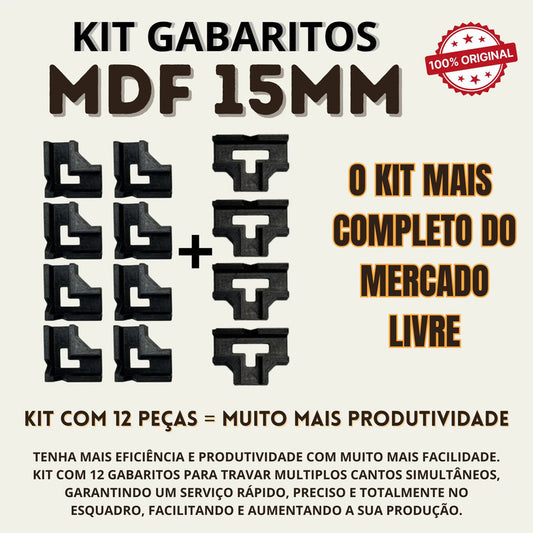 Kit 15mm Completo 12 Peças Montagem De Móveis Nichos Gavet Preto