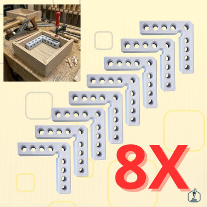 Kit 8 Esquadros 90o Marcenaria, Gavetas, Nichos 100x100mm Branco