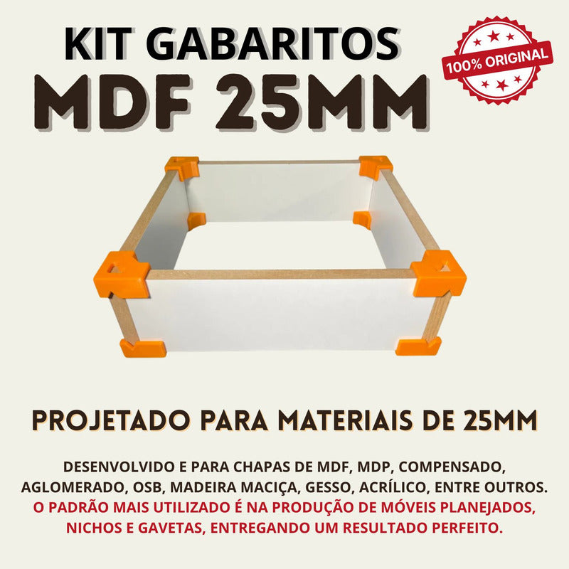 Kit 12 Gabaritos 25mm Montagem De Móveis Nichos Gavetas Mdf Preto