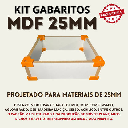 Kit 12 Gabaritos 25mm Montagem De Móveis Nichos Gavetas Mdf Preto