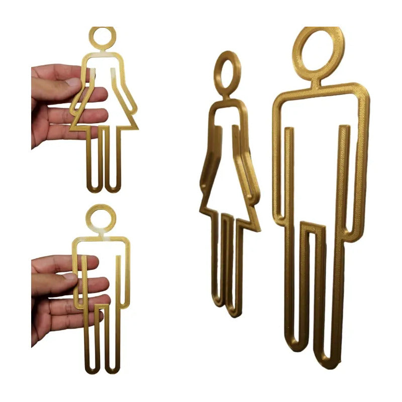 Kit 3 Placas Banheiro Masculino Feminino Cadeirante Sinaliza Dourado-escuro