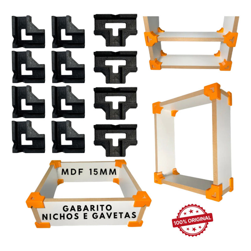 Kit 12 Gabaritos 15mm Montagem De Móveis Nichos Gavetas Mdf Preto