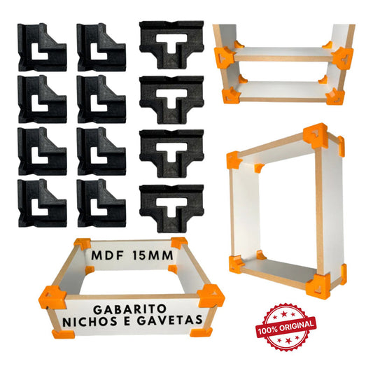 Kit Gabaritos 15mm Para Gavetas E Nichos Mdf Com 12 Peças Preto