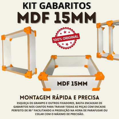 Kit 12 Gabaritos 15mm Montagem De Móveis Nichos Gavetas Mdf Preto