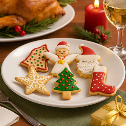 Kit Cortador E Forma Para Biscoito Natalino C/ 6 Peças Natal Bege