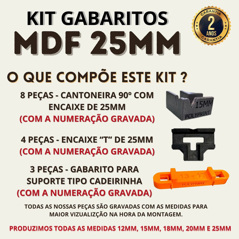 Kit Gabaritos Mdf 25mm Montagem De Móveis Nichos Gavetas Mdf