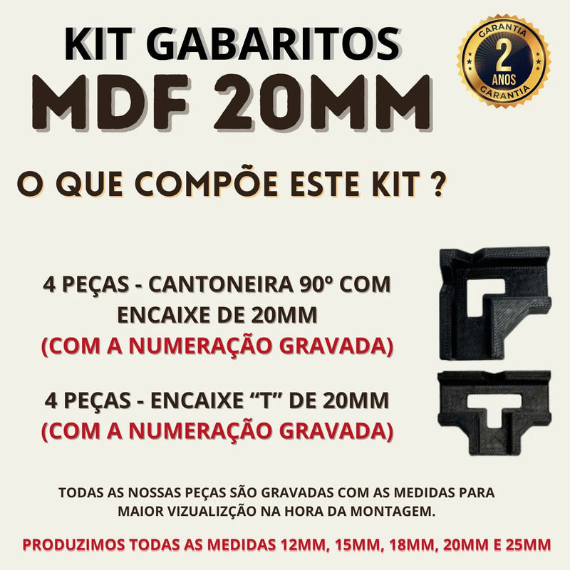 Kit 8 Gabaritos 20mm Montagem De Móveis Nichos Gavetas Mdf 0