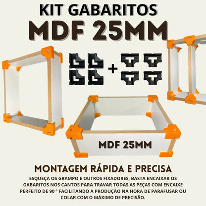 Kit 8 Gabaritos 25mm Montagem De Móveis Nichos Gavetas Mdf 0