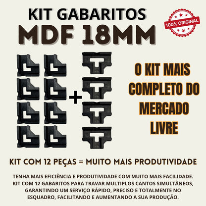 Kit 12 Gabaritos 18mm Montagem De Móveis Nichos Gavetas Mdf Preto