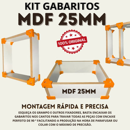 Kit 12 Gabaritos 25mm Montagem De Móveis Nichos Gavetas Mdf Preto