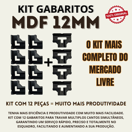 Kit 12 Gabaritos 12mm Montagem De Móveis Nichos Gavetas Mdf Preto