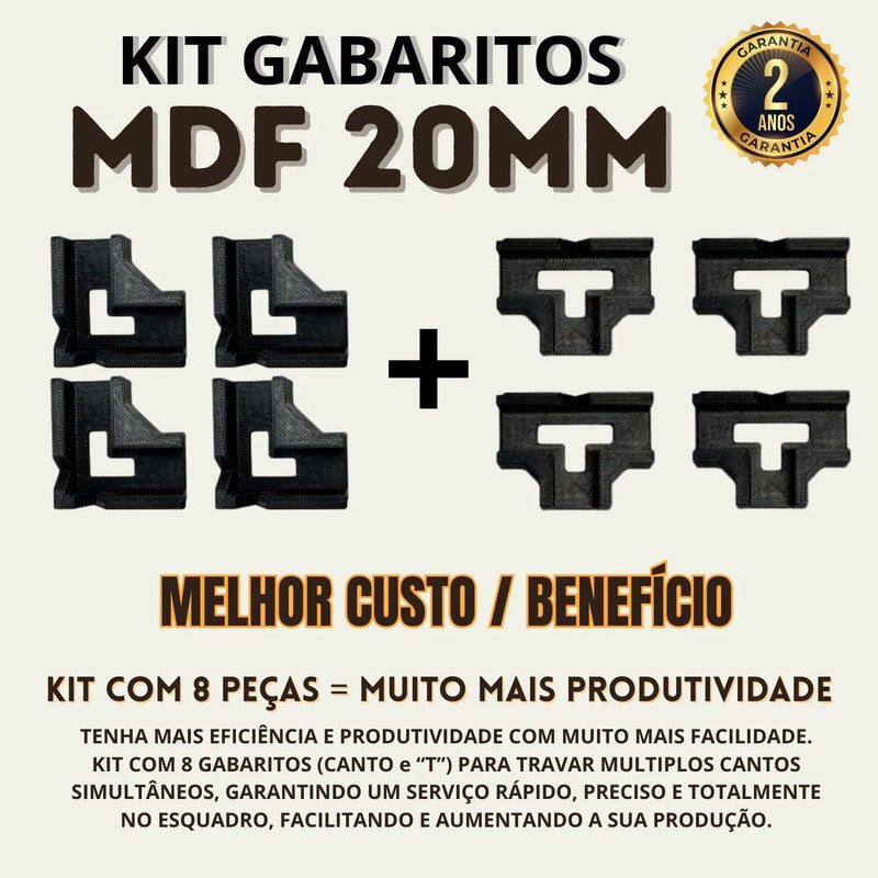 Kit 8 Gabaritos 20mm Montagem De Móveis Nichos Gavetas Mdf 0
