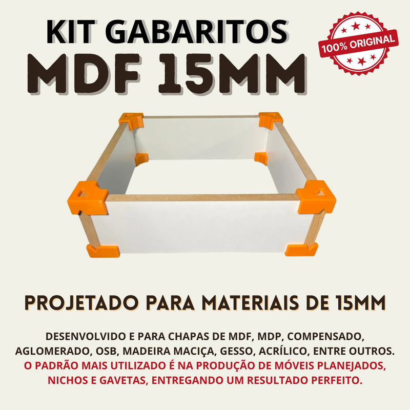 Kit Gabaritos 15mm Para Gavetas E Nichos Mdf Com 12 Peças P Preto