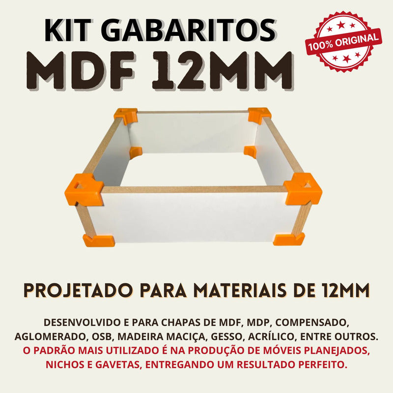 Kit 12 Gabaritos 12mm Montagem De Móveis Nichos Gavetas Mdf Preto