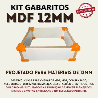Kit 12 Gabaritos 12mm Montagem De Móveis Nichos Gavetas Mdf Preto