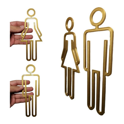 Kit 3 Placas Banheiro Masculino Feminino Cadeirante Sinaliza Dourado-escuro