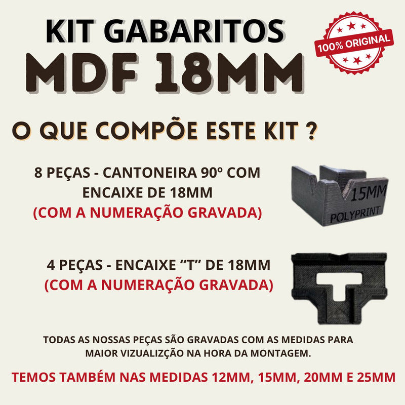Kit 12 Gabaritos 18mm Montagem De Móveis Nichos Gavetas Mdf Preto