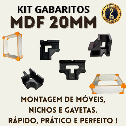 Kit 8 Gabaritos 20mm Montagem De Móveis Nichos Gavetas Mdf 0