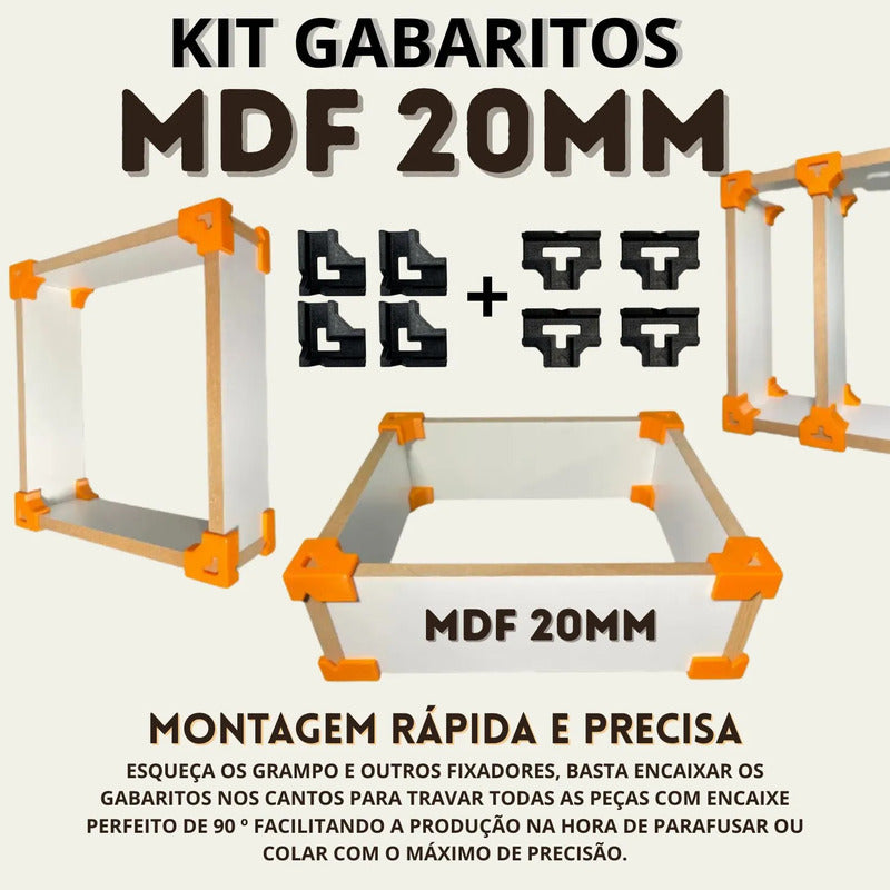 Kit 8 Gabaritos 20mm Montagem De Móveis Nichos Gavetas Mdf 0