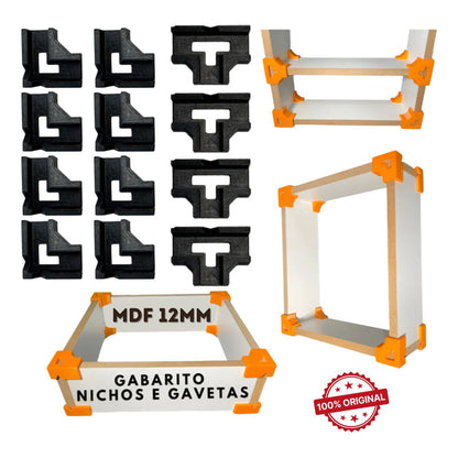 Kit 12 Gabaritos 12mm Montagem De Móveis Nichos Gavetas Mdf Preto