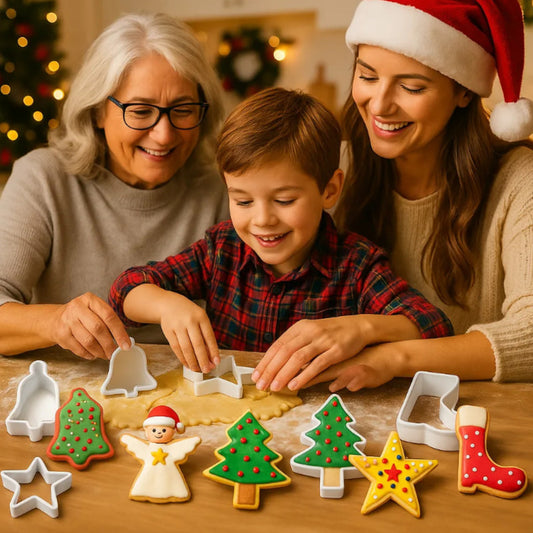 Kit Cortador E Forma Para Biscoito Natalino C/ 6 Peças Natal Bege