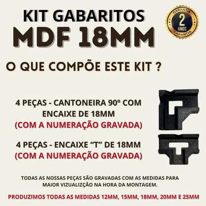 Kit 8 Gabaritos 18mm Montagem De Móveis Nichos Gavetas Mdf 0