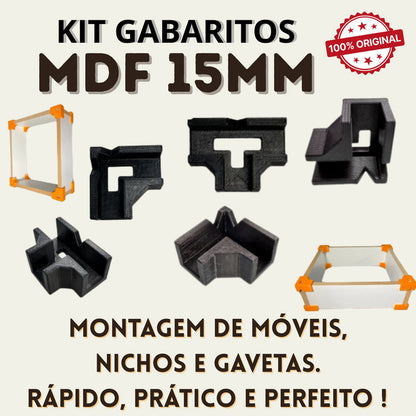 Kit 12 Gabaritos 15mm Montagem De Móveis Nichos Gavetas Mdf Preto
