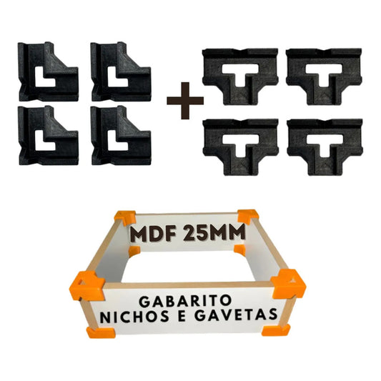 Kit 8 Gabaritos 25mm Montagem De Móveis Nichos Gavetas Mdf 0