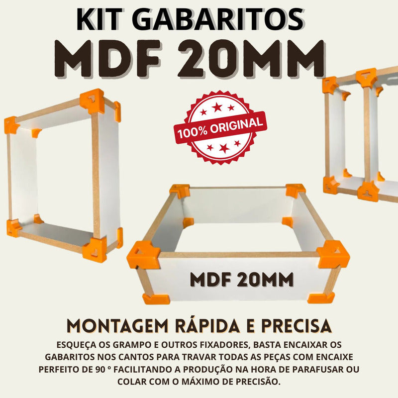 Kit 12 Gabaritos 20mm Montagem De Móveis Nichos Gavetas Mdf Preto