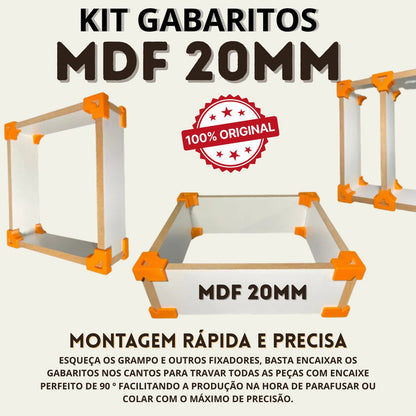Kit 12 Gabaritos 20mm Montagem De Móveis Nichos Gavetas Mdf Preto