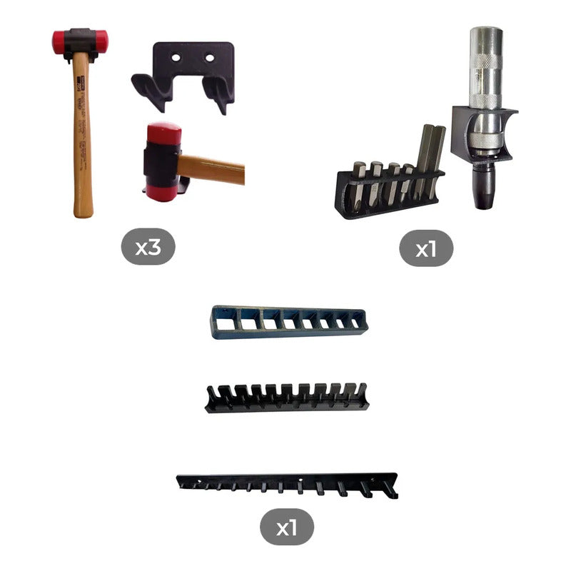 Kit Suportes Ferramentas Para Alicate E Chaves + 3 Suportes Martelo 3d + Suporte Chave Impacto