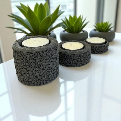 KIT PORTA VELAS COM 3 PEÇAS PARA DECORAÇÃO + 3 VELAS RECHAUD