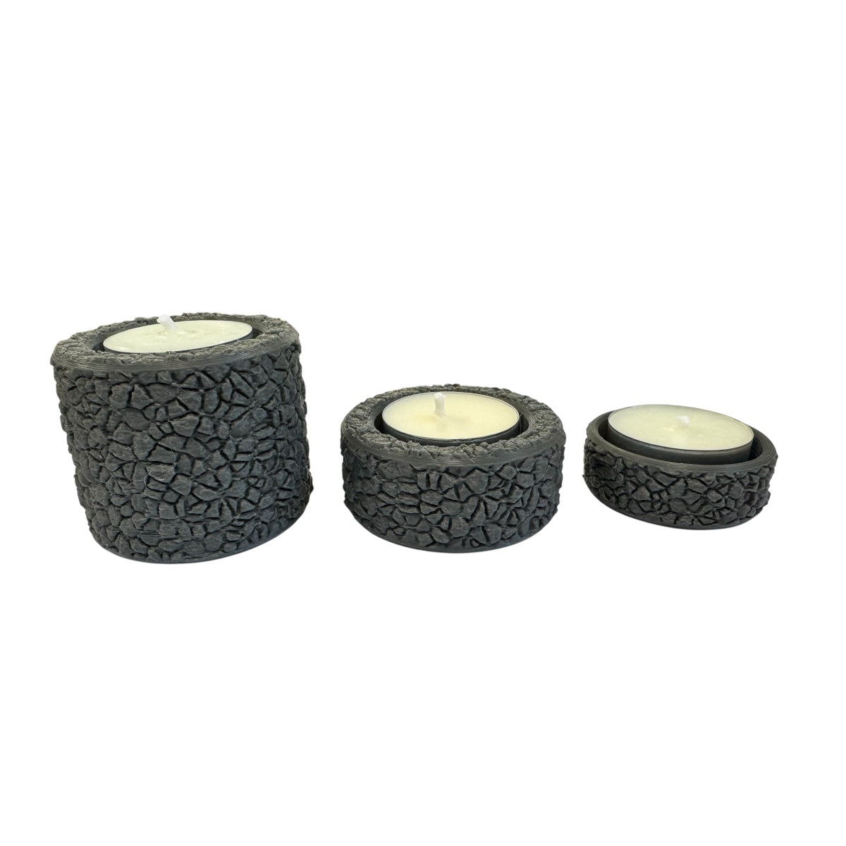 KIT PORTA VELAS COM 3 PEÇAS PARA DECORAÇÃO + 3 VELAS RECHAUD
