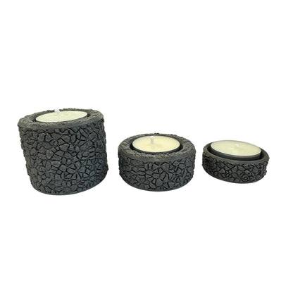 KIT PORTA VELAS COM 3 PEÇAS PARA DECORAÇÃO + 3 VELAS RECHAUD